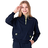 Дитячий підлітковий костюм спортивний трикотажний для дівчинки Mevis синій, фото 2