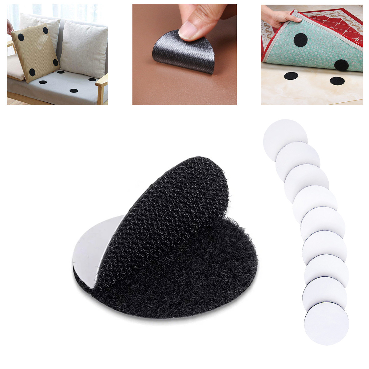 Меблеві фіксатори самоклейки Velcro 5 см для накидок, чохлів та килимків, набір велкро липучок 10шт, фото 1