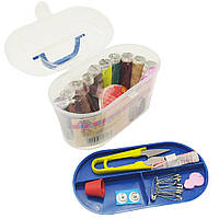 Швейний набір у пластиковому кейсі з ручкою універсальний компактний інструмент для шиття прикладні матеріали