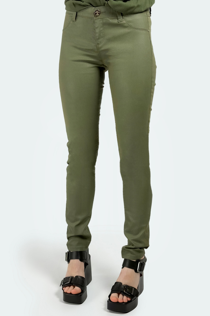 Брюки під шкіру Stradivarius 8204/593/550 зелені XS