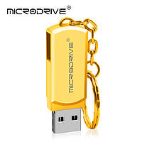 USB Флешка металлическая 32GB для компьютера 32ГБ Microdrive Золотистый