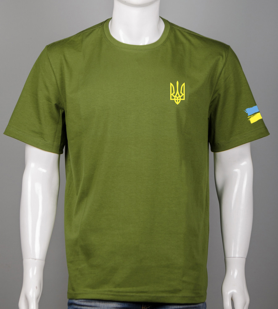 Футболка батал Тризуб UA Світлий хакі 2306б, 3XL (1шт), фото 1