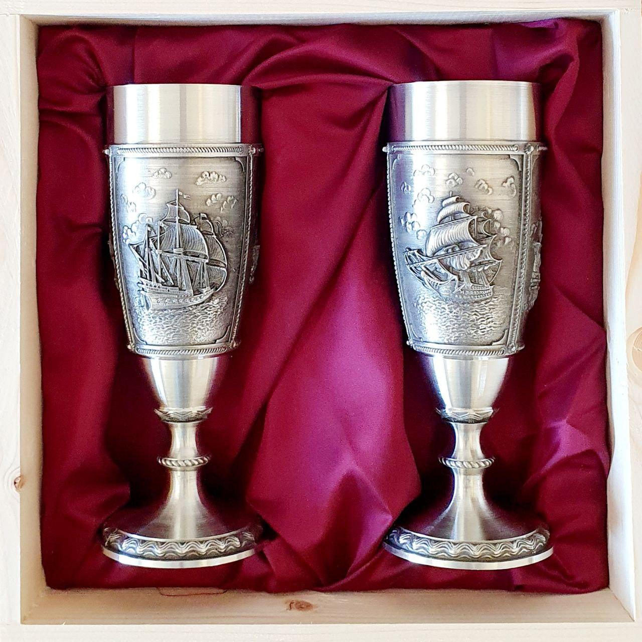 Набір бокалів з олова 2 шт. Artina La Paloma, h-19 см, фото 1