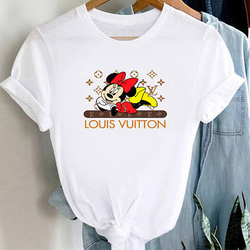 Стильна жіноча футболка Louis Vuitton. Футболка Луї Вітон із Мінні Маусом