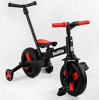 Детский велосипед беговел трансформер Best Trike 23031, родительская ручка, съемные педали, колеса PU 10
