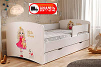 Дитяче ліжко Kinder Cool 12 Фея з шухлядою та захисним бортиком, спальне місце на ламелях, фото 6