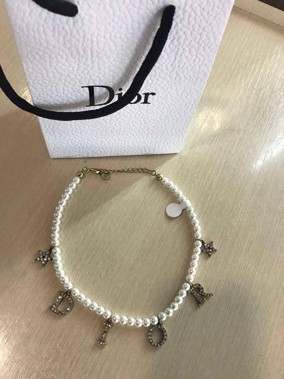 Брендова підвіска Діор/Dior, позолота/підвіска перлини із буківками