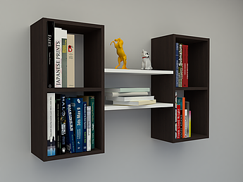 Чудова книжкова полиця на стіну, настінна полиця ПК-36, колір Венге/Білий