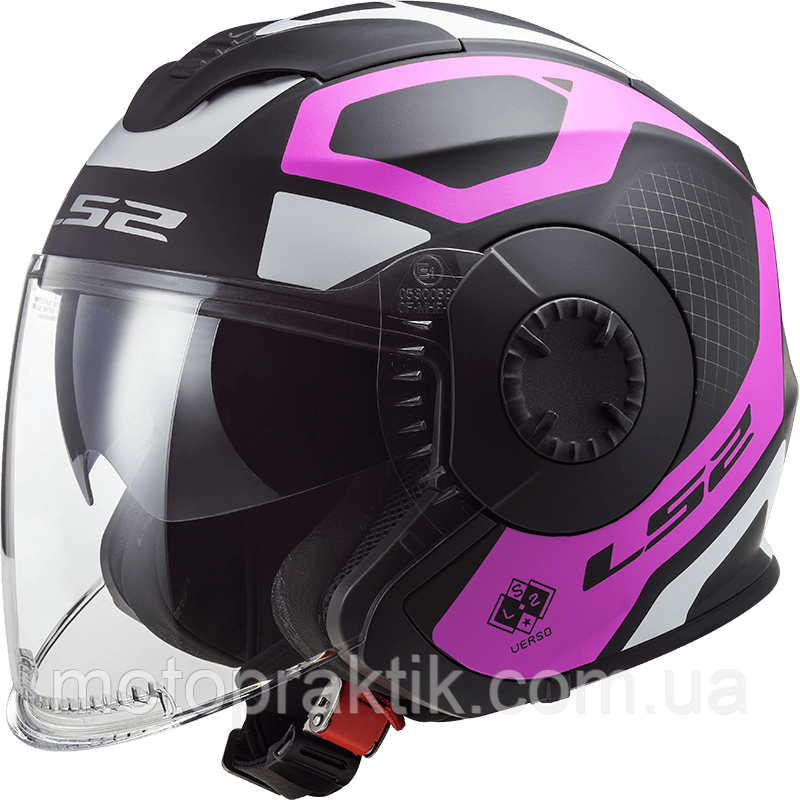 LS2 OF570 VERSO Marker Matt Black Violet, XXS Мотошолом лицевик з окулярами та козирком