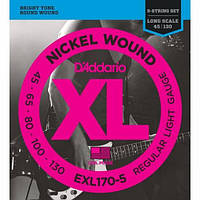 Струны для 5-ти струнной Бас-Гитары D'Addario EXL170-5 Nickel Wound Light Electric Bass Strings 45/130