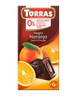 Черный шоколад без сахара с апельсином TORRAS
