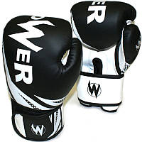 Перчатки боксерские на липучке POWER Challenger 3.0 BO-0668 (р-р 12oz, черный-белый)