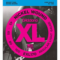 Струни для 4-х струнної Бас-гітари D'Addario EXL170 Nickel Wound Light Electric Bass Strings 45/100