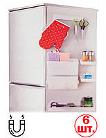 Набор органайзеров для хранения на холодильник Магнитный Подвесной Белый 6 предметов