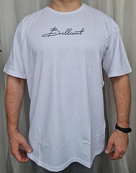 Чоловіча футболка білий колір із маленьким написом. Великого розміру. Чудової якості.