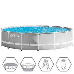 Каркасний басейн Intex 26720 (4,27 × 1,07 м) із насосом, тентом, підстилкою та драбиною