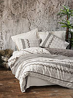 Комплект постельного белья двуспальный бежевый серый геометрические узоры Cotton box Taprak Aren