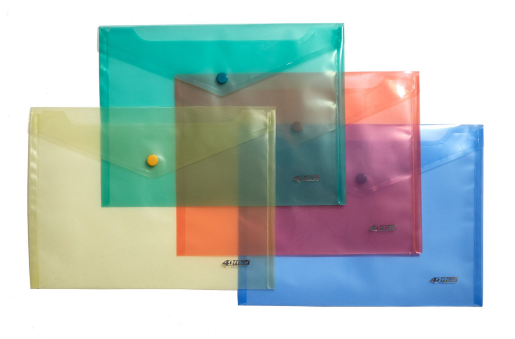 Папка-конверт з кнопкою А5 4Office прозора, фото 1