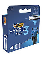 Сменные картриджи для бритья (лезвия) мужские BIC Flex Hybrid 3 (4 шт)