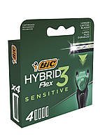Сменные картриджи для бритья (лезвия) мужские BIC Flex 3 Hybrid Sensitive (4 шт)