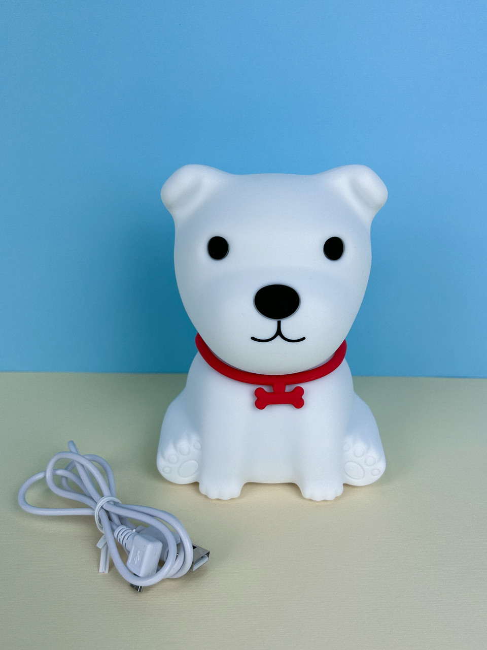 Дитячий силіконовий нічник світильник у вигляді собачки Цуценя Puppy, білий