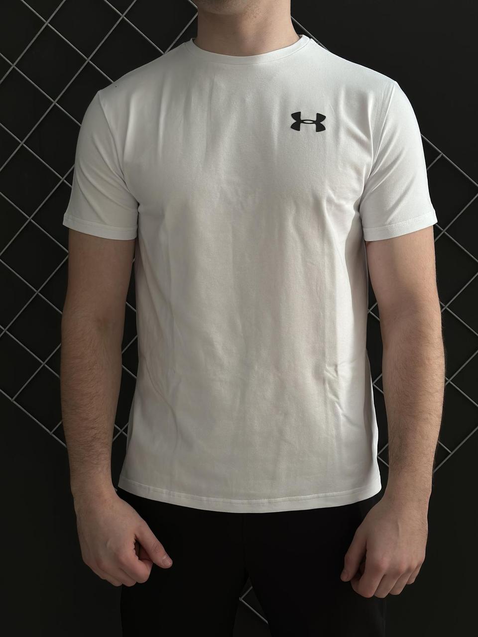 Чоловіча футболка Under Armour у білому кольорі  || Бавовняна чоловіча футболка