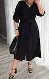 Плаття-сорочка жіноче довге поясом льон великі розміри, фото 2