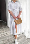 Плаття-сорочка жіноче довге поясом льон великі розміри, фото 4
