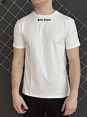 Чоловіча футболка Palm Angels у білому кольорі ||  Бавовняна чоловіча футболка