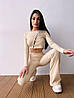 Трендовий жіночий костюм топ на ґудзиках та брюки кльош різні кольори Db5363, фото 9