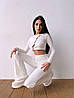 Трендовий жіночий костюм топ на ґудзиках та брюки кльош різні кольори Db5363, фото 7