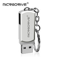 USB 2.0 64GB Флешка для компьютера или ноутбука металлическая флешка 64ГБ MICRODRIVE Серебряный