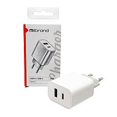 Зарядний пристрій (зарядка) для телефону Mibrand MI-15 Type-C + USB 20 W Білий (MIWC/15UCW), фото 4