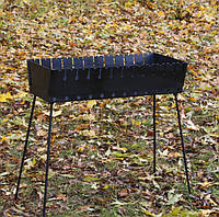 Мангал кейс для шашлыков походный на 12 шампуров двухуровневый стальной толщина металла 2 мм