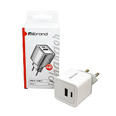 Зарядний пристрій (зарядка) для телефону Mibrand MI-30 GaN Type-C + USB 30 W Білий (MIWC/30UCW), фото 4