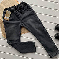 Чорні джинси на махрі прямі
