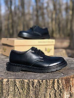 Женские туфли Dr. Martens 1461 Mono Black (чёрные) повседневная деловая стильная обувь демисезон 3360 cross