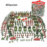 Военный набор солдатиков 307 деталей с укреплениями и техникой, набор солдатики