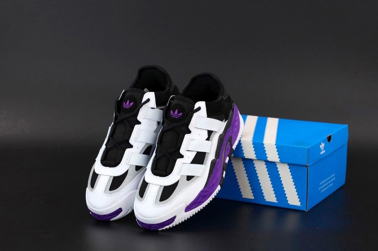 Чоловічі кросівки Adidas Niteball (фіолетові з білим і чорним) модні яскраві демі кроси К12565 топ, фото 1