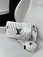 Женская мини сумка клатч Louis Vuitton New White (белая) BO 66637 модная стильная с логотипом топ