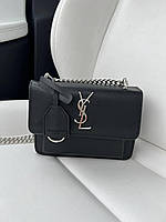 Женская сумка клатч YSL mini black/silver (Yves Saint Laurent) (черная) BONO58006 маленькая сумочка с эмблемой