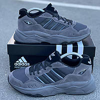 Мужские кроссовки Adidas (тёмно-серые) повседневные крутые кроссы 0530 42 топ