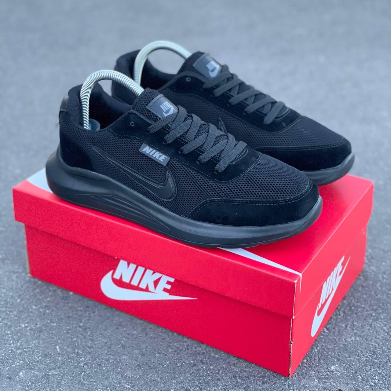 Чоловічі кросівки Nike (чорні) м'які легкі якісні демісезонні кроси 0535 топ, фото 1