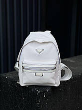 Жіночий стильний рюкзак Prada Re-Nylon Small Backpack White (білий) KIS05059 красивий міський місткий cross