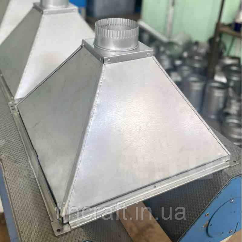 Купольна витяжка пристінного типу з оцинкованої сталі 0.7 мм - Розмір 1500х800 мм, для громадського харчування, фото 1