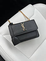 Женская сумка клатч YSL mini black/gold (Yves Saint Laurent) (черная) BONO40087 маленькая сумочка с эмблемой Y