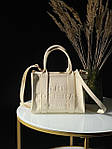 Жіноча сумка шопер подарункова Marc Jacobs The Tote Bag Mini Cream (кремова) KIS 02138 з короткими ручками топ, фото 6