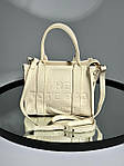Жіноча сумка шопер подарункова Marc Jacobs The Tote Bag Mini Cream (кремова) KIS 02138 з короткими ручками топ, фото 5
