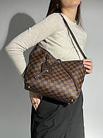 Сумка женская Louis Vuitton Carry All MM Brown Chess Canvas (коричневая) KIS01156 модная стильная изящная сумо