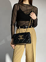 Женская подарочная сумка Chanel Big Logo Black (черная) KIS04030 милая стильная сумочка с декоративной цепочко